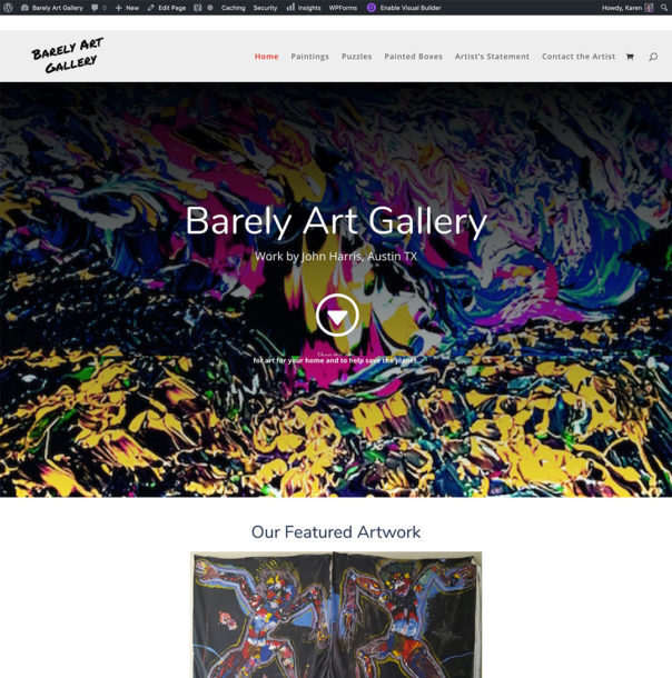 Barely Art Gallery home page by Net Ingenuity